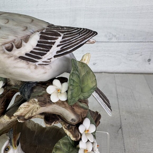 Vintage Masterpiece By Homco MOCKINGBIRD & CHICK Mother Baby Porcelain Figurine - Picture 15 of 16